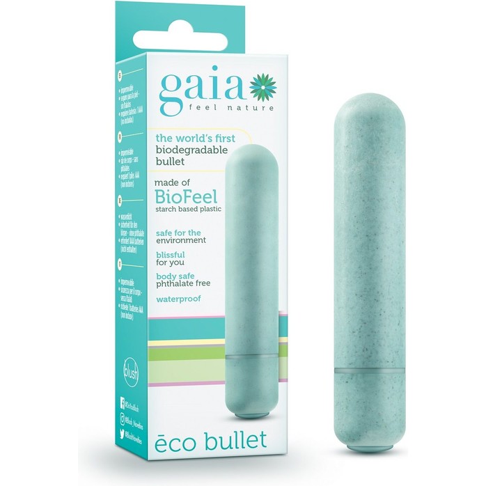 Нежно-голубая вибропуля Eco Bullet - Gaia. Фотография 2.