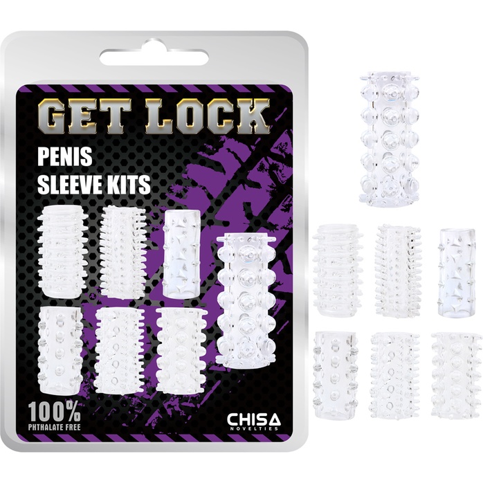 Набор из 7 прозрачных насадок на пенис Get Lock - Get Lock