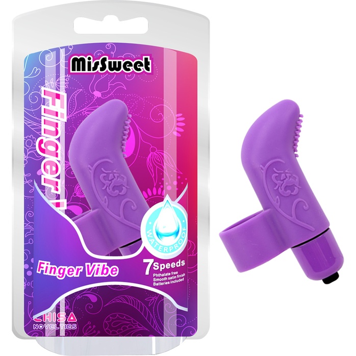 Фиолетовая вибронасадка на палец MisSweet - 7,4 см - Mis Sweet. Фотография 3.