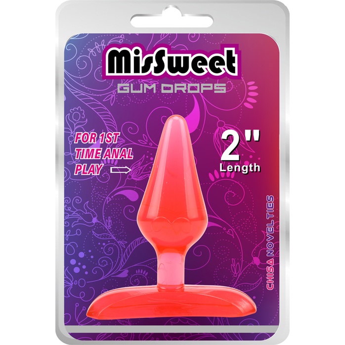 Красная анальная пробка Gum Drops Plug - 6,6 см - Mis Sweet. Фотография 2.