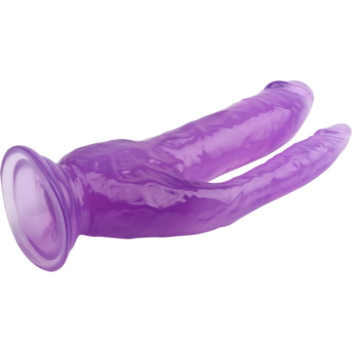 Фиолетовый анально-вагинальный фаллоимитатор - 20 см - Hi-Rubber. Фотография 3.