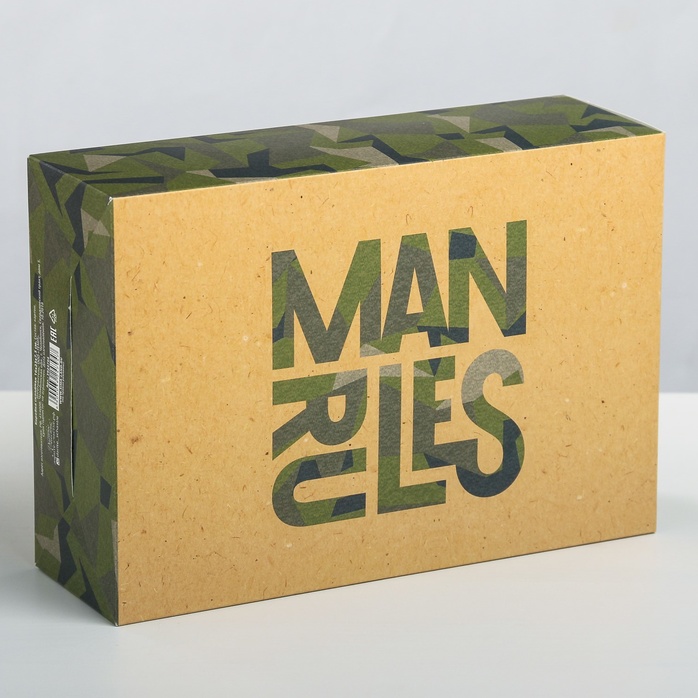 Складная коробка Man rules - 16 х 23 см - Дарите Счастье