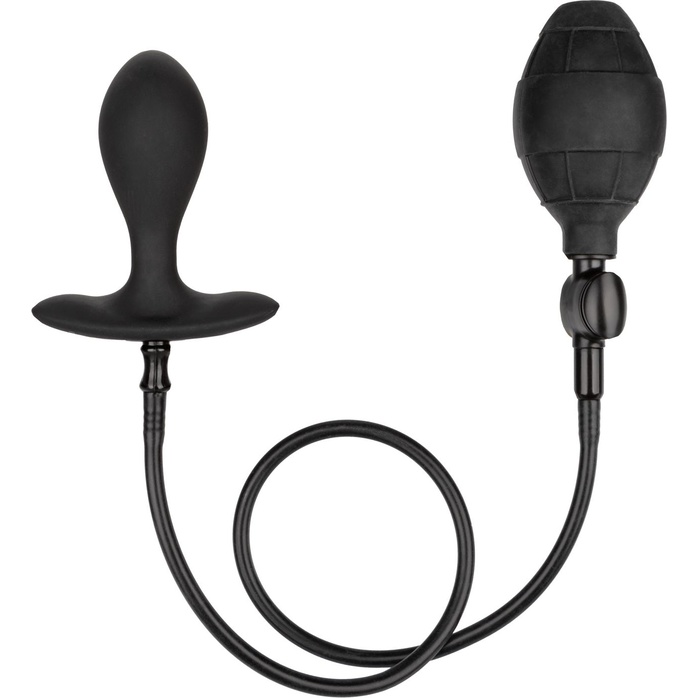 Черная расширяющаяся анальная пробка Weighted Silicone Inflatable Plug M - Anal Toys