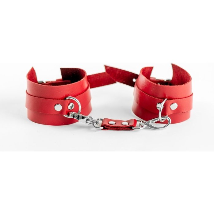 Красные наручники из натуральной кожи - Valentine s Day Arsenal. Фотография 3.