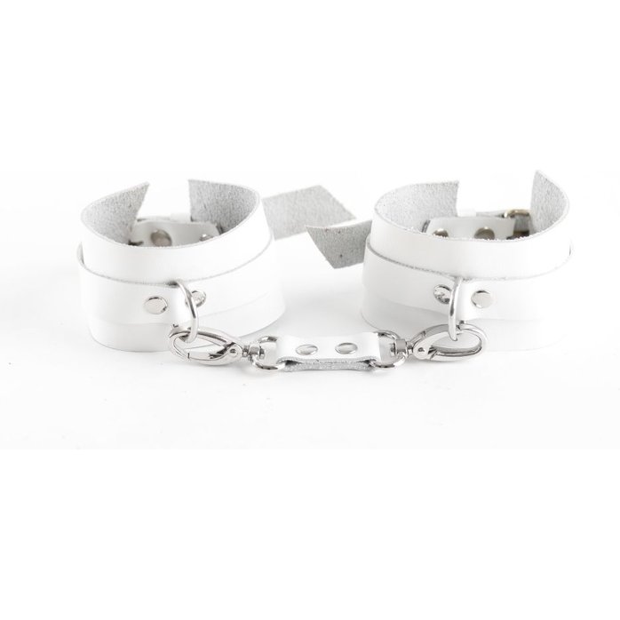 Белые наручники из натуральной кожи - Valentine s Day Arsenal. Фотография 5.