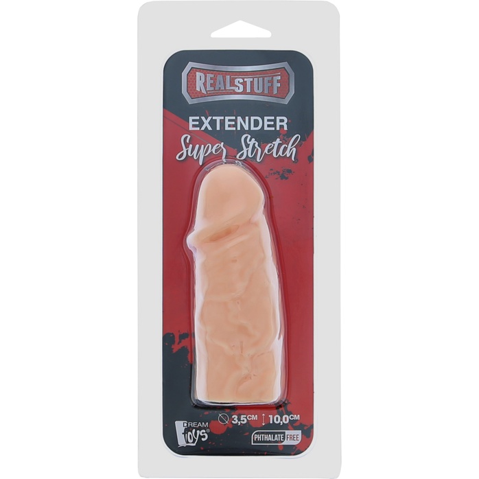 Телесная реалистичная насадка на пенис SUPER STRETCH EXTENDER 4INCH - 10 см - RealStuff. Фотография 3.