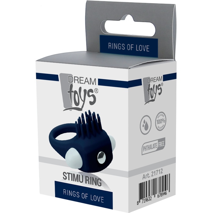 Синее эрекционное виброкольцо STIMU RING - Rings of Love. Фотография 2.