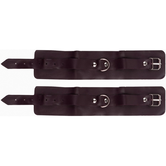 Бордовые наручники с фиксацией на двух карабинах - BDSM Арсенал. Фотография 3.