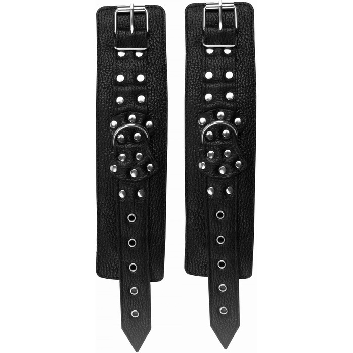 Черные наручники с фиксацией на двух карабинах - BDSM Арсенал. Фотография 6.