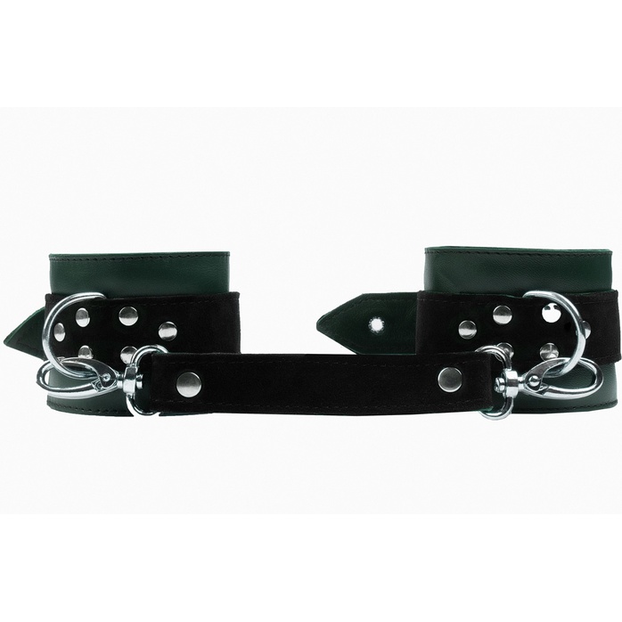 Изумрудные наручники с фиксацией на двух карабинах - BDSM Арсенал. Фотография 4.