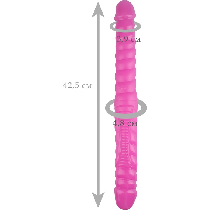 Розовый двусторонний спиралевидный фаллоимитатор - 42,5 см. Фотография 2.