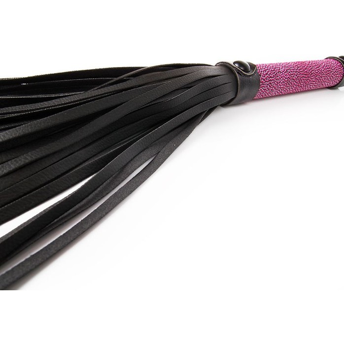 Черная плеть-флогер с розовой ручкой - 40 см - NOTABU. Фотография 2.