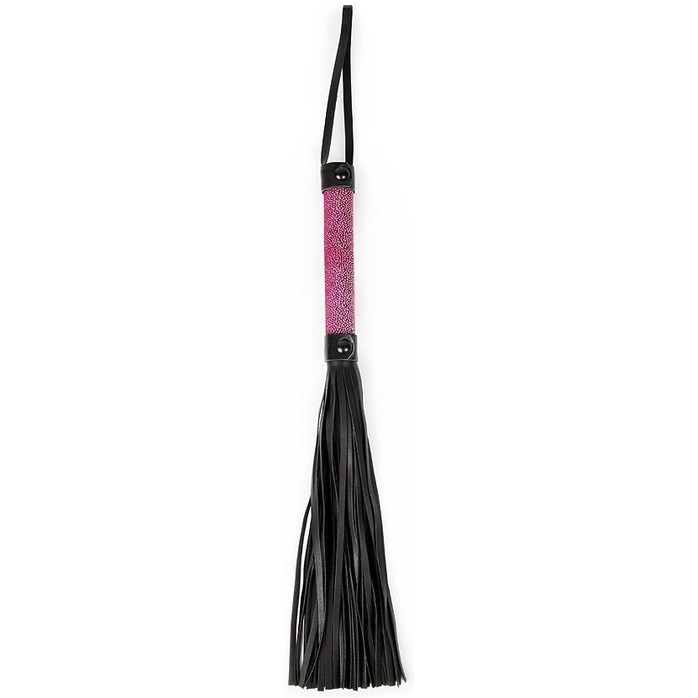Черная плеть-флогер с розовой ручкой - 40 см - NOTABU