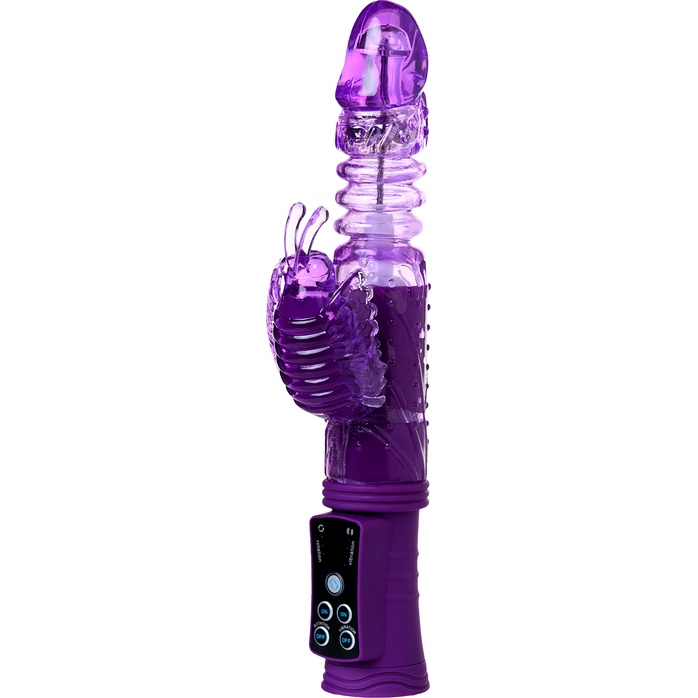Фиолетовый вибратор-кролик на присоске - 23,5 см. Фотография 2.