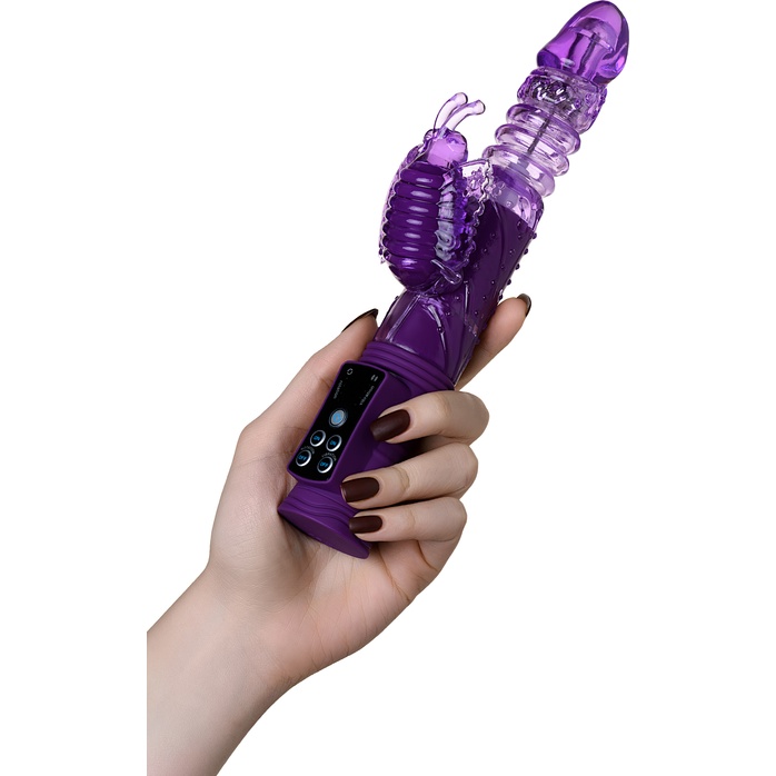 Фиолетовый вибратор-кролик на присоске - 23,5 см. Фотография 6.
