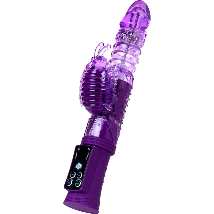 Фиолетовый вибратор-кролик на присоске - 23,5 см