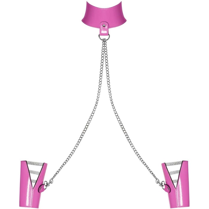 Розовый чокер Lollypopy в комплекте с наручниками - Extras. Фотография 5.