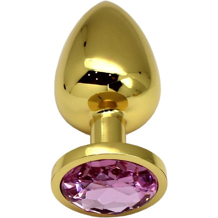 Золотистая пробка с розовым кристаллом - 9 см