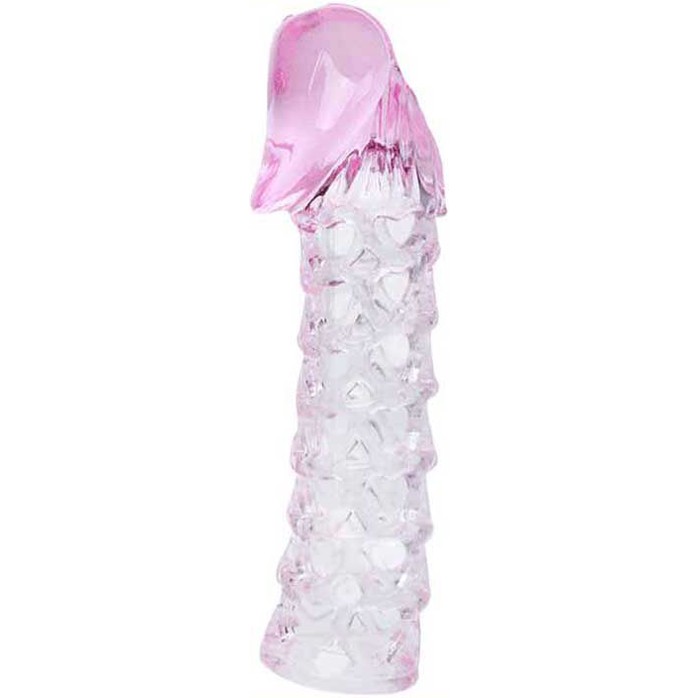 Розовая закрытая насадка на пенис BATMAN SLEEVE - 11,7 см