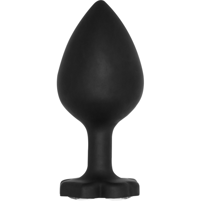 Черная анальная пробка с прозрачным кристаллом-клевером Lucky Diamond Butt Plug - 9,6 см - Ouch!. Фотография 3.