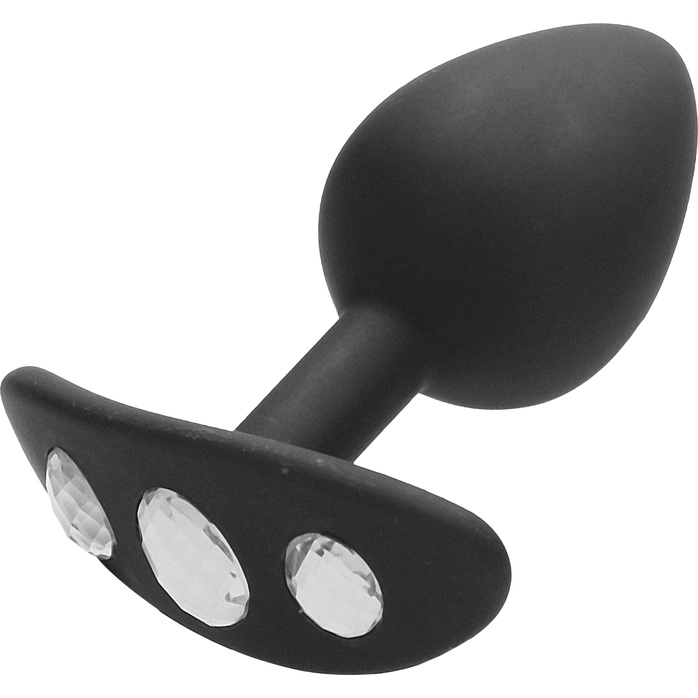 Черная анальная пробка Diamond Butt Plug With Handle - 8,6 см - Ouch!