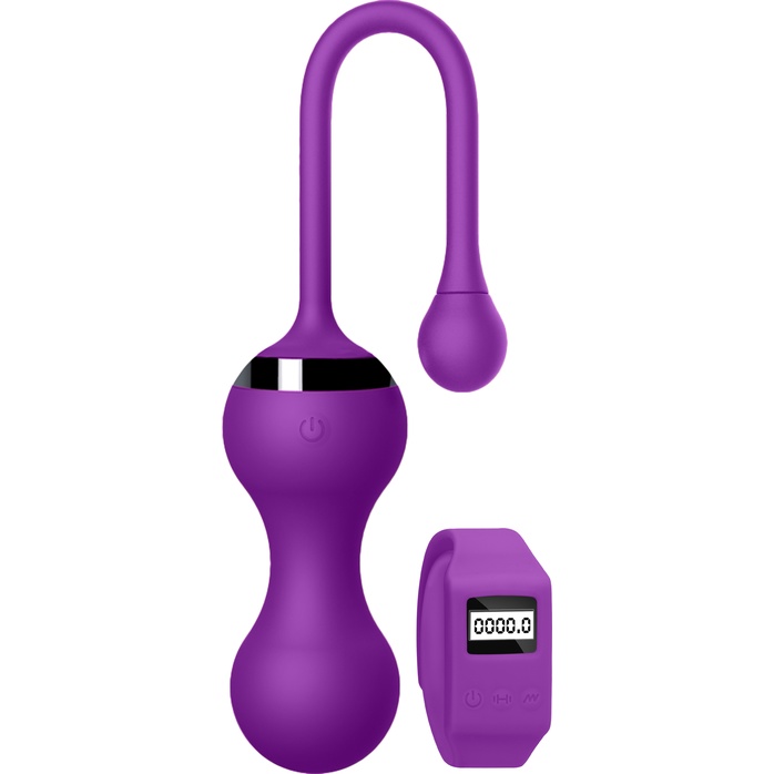 Фиолетовые вагинальные шарики Kegel Egg с браслетом - Sexercise
