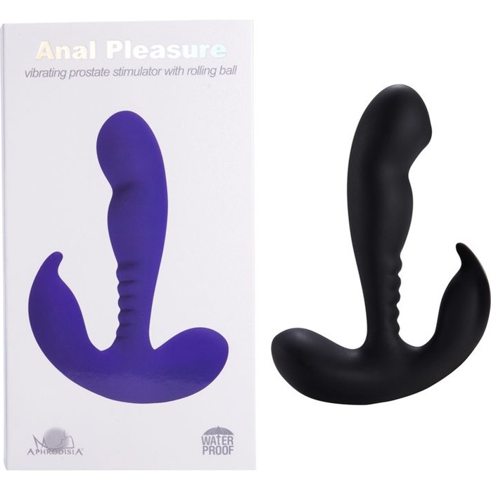 Черный вибростимулятор простаты Anal Vibrating Prostate Stimulator with Rolling - 13,3 см. Фотография 3.