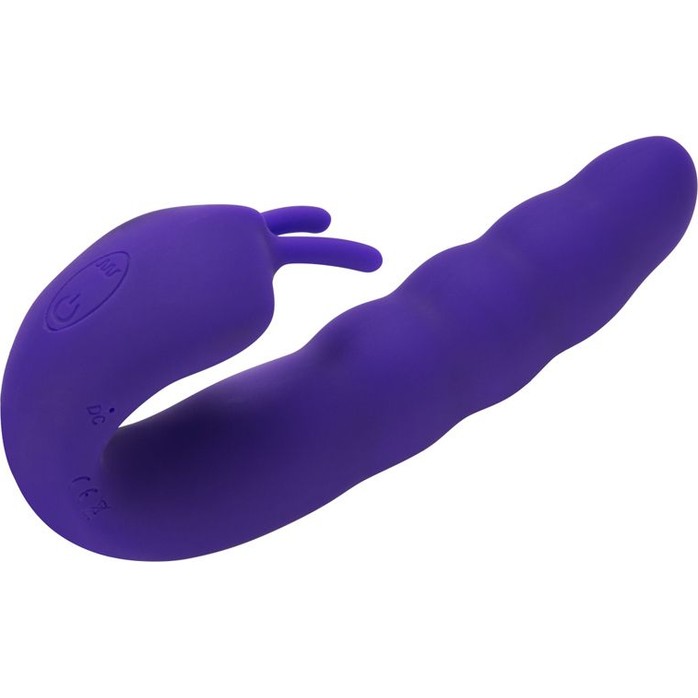 Фиолетовый вибратор Ribbed Dual Stimulator - 17 см. Фотография 2.
