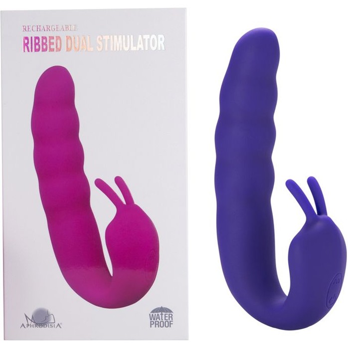 Фиолетовый вибратор Ribbed Dual Stimulator - 17 см. Фотография 3.