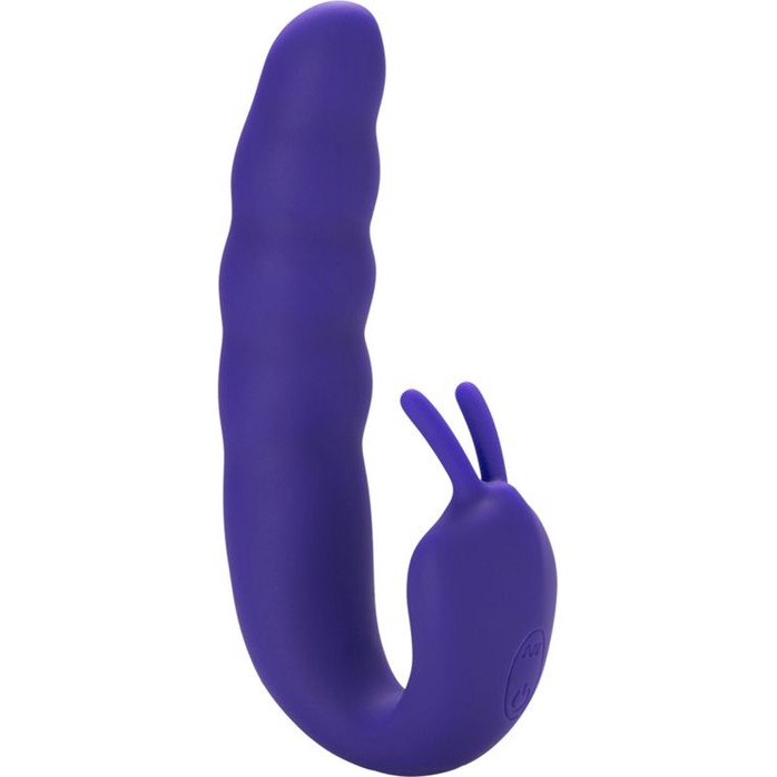 Фиолетовый вибратор Ribbed Dual Stimulator - 17 см