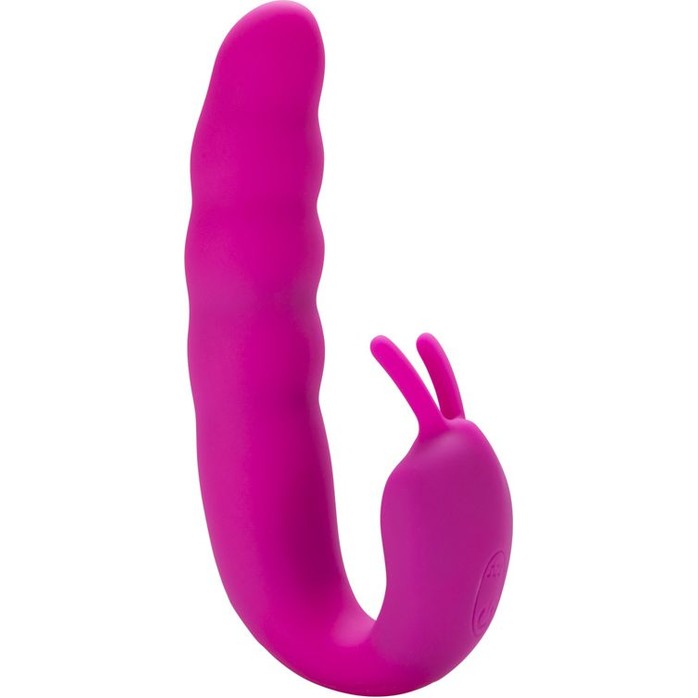 Розовый вибратор Ribbed Dual Stimulator - 17 см