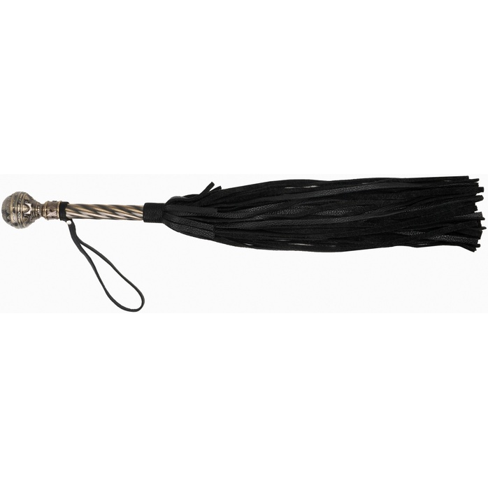 Черная плеть-флогер с витой ручкой в виде шара - 60 см - BDSM Арсенал. Фотография 3.