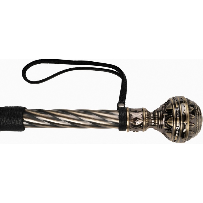 Черная плеть-флогер с витой ручкой в виде шара - 60 см - BDSM Арсенал. Фотография 4.