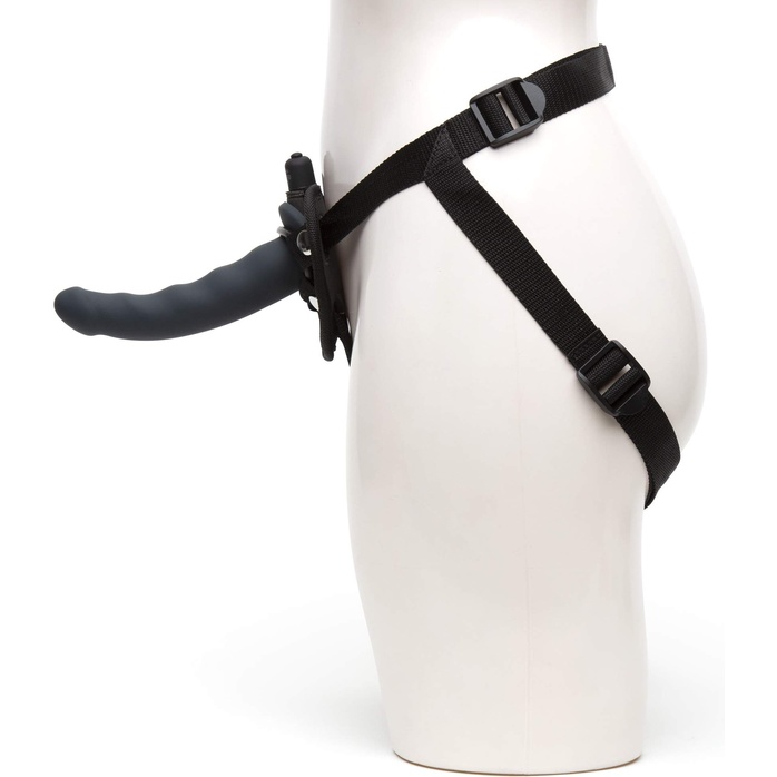 Черный страпон с вибрацией Feel It Baby Strap-On Harness Kit - 17,8 см - Fifty Shades of Grey. Фотография 2.