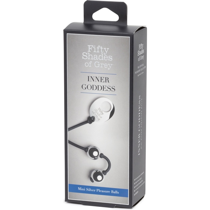Серебристые шарики Inner Goddess Mini Silver Pleasure Balls 85g на черном силиконовом шнурке - Fifty Shades of Grey. Фотография 5.
