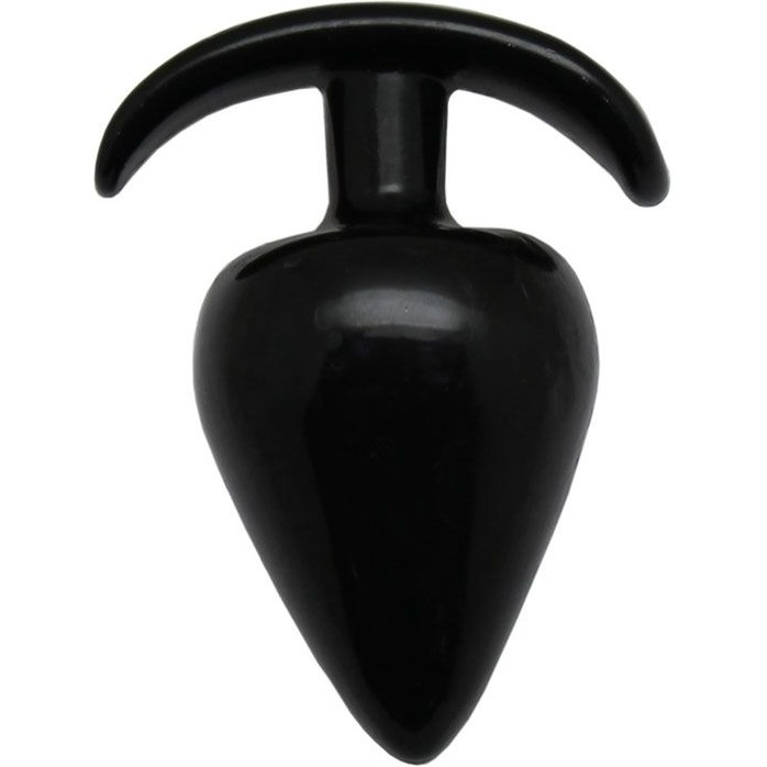 Черная коническая анальная пробка с ограничителем - 9,5 см. Фотография 2.