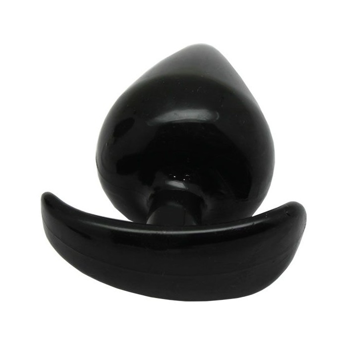 Черная коническая анальная пробка с ограничителем - 9,5 см. Фотография 3.