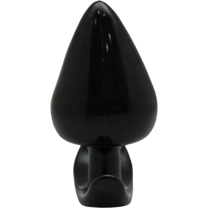 Черная коническая анальная пробка с ограничителем - 9,5 см. Фотография 4.