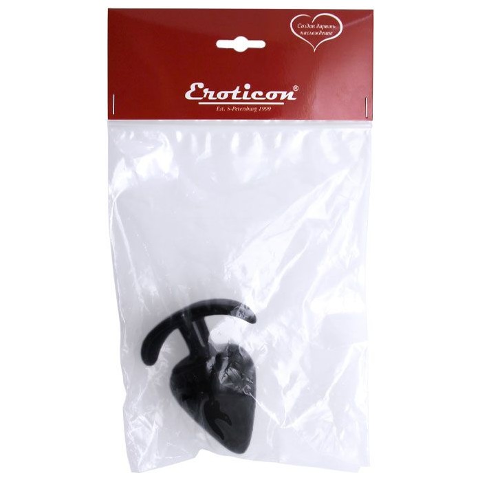 Черная коническая анальная пробка с ограничителем - 9,5 см. Фотография 5.