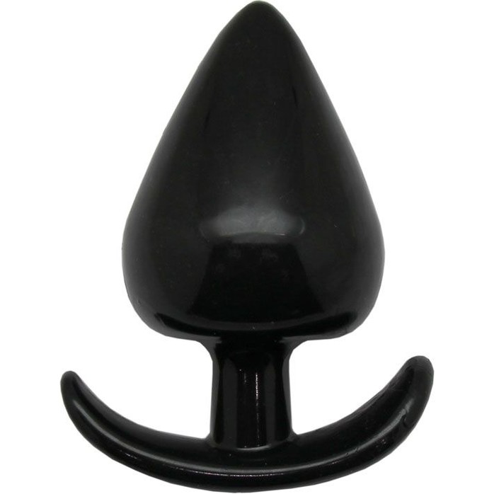 Черная коническая анальная пробка с ограничителем - 9,5 см