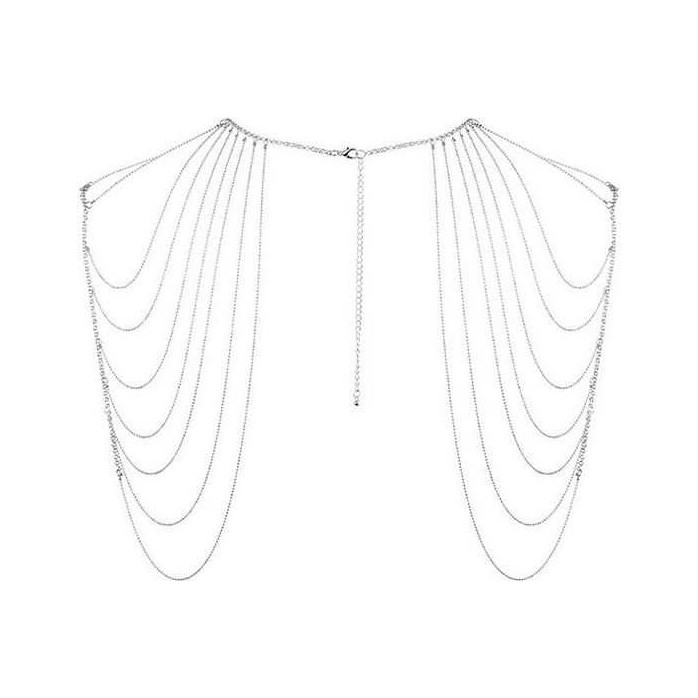 Серебристое украшение на плечи Magnifique Metallic Chain Shoulders Back Jewelry. Фотография 3.