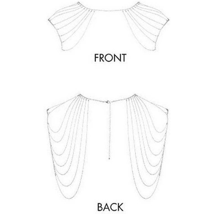 Серебристое украшение на плечи Magnifique Metallic Chain Shoulders Back Jewelry. Фотография 5.