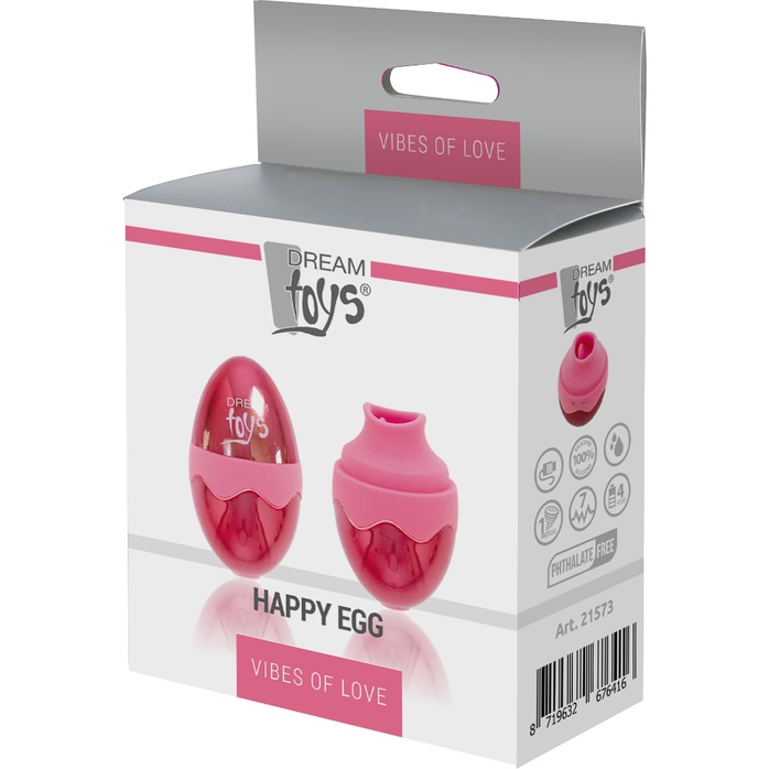 Розовое яичко с подвижным язычком HAPPY EGG - Vibes of Love. Фотография 4.