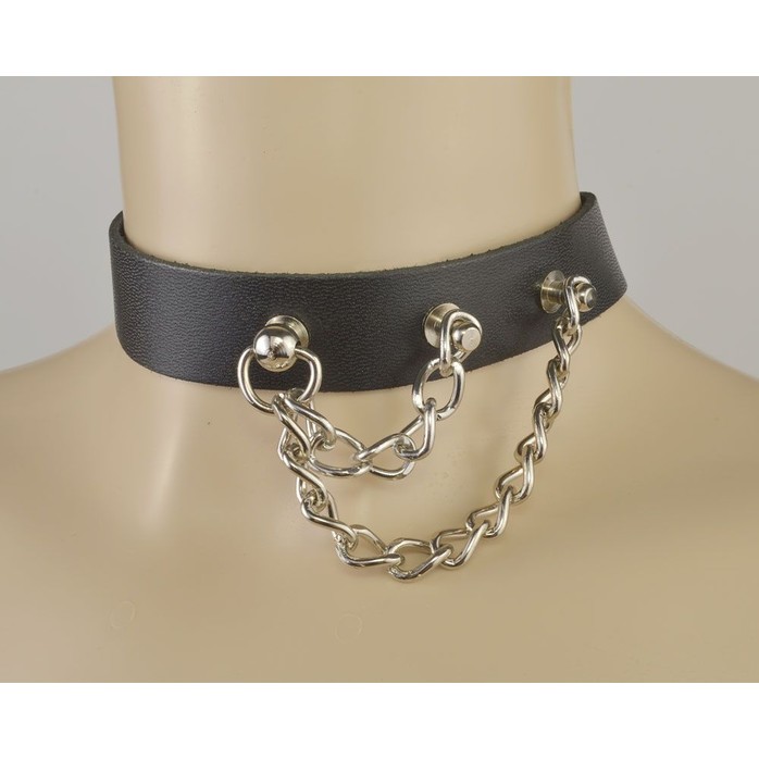 Черный чокер с двумя цепочками - BDSM accessories