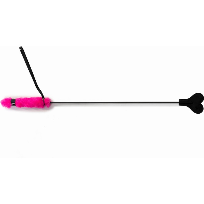 Черный стек с сердцем и розовой ручкой - 61 см - BDSM Арсенал. Фотография 4.