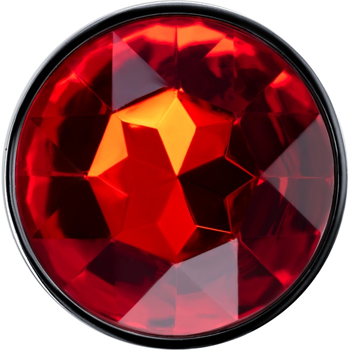 Изящная ребристая анальная втулка с красным кристаллом - 7 см. Фотография 3.