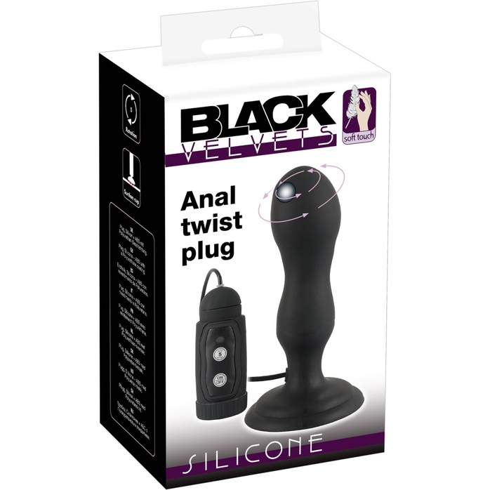 Черная анальная вибропробка с вращением Butt Plug - 13,6 см - You2Toys. Фотография 8.