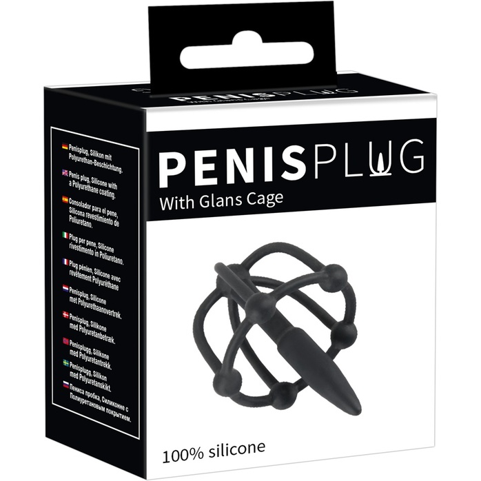 Черный силиконовый расширитель Penis Plug with Glans Cage - You2Toys. Фотография 6.