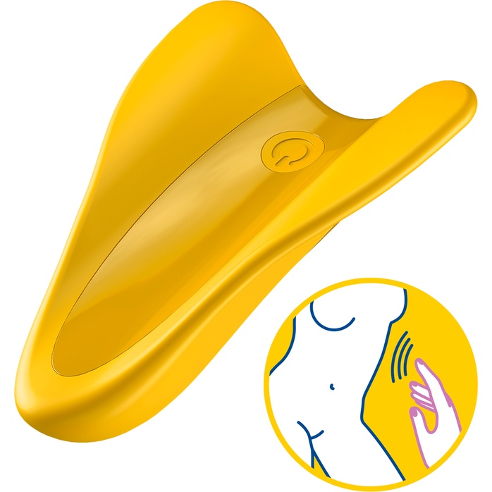 Желтый унисекс вибратор на палец High Fly. Фотография 5.