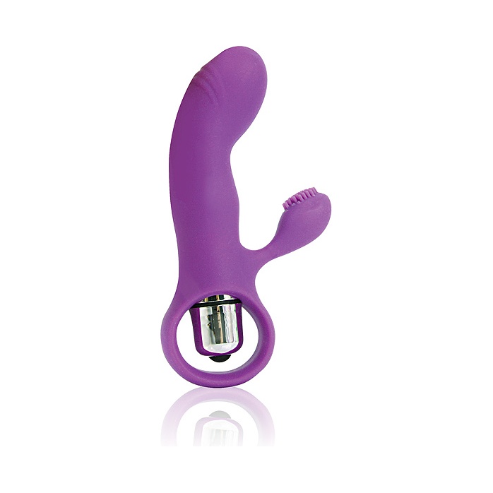 Фиолетовый вибромассажер COSMO с покрытым усиками клиторальным стимулятором